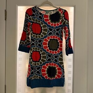 Boden Floral Pattern Jersey Dress in Blue and Pink